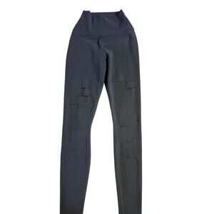 Alo Yoga High-Waist Ripped Warrior Leggings Black Womens XXS
